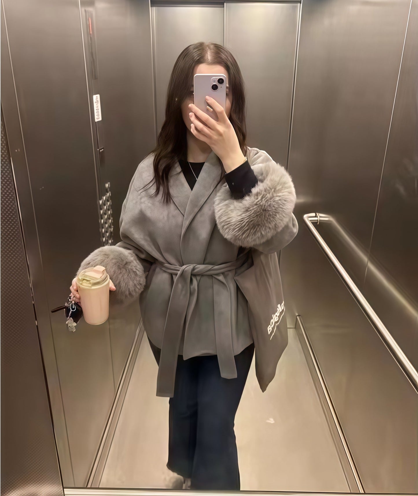 Charlotte - Elegant Short Coat with Fur Details