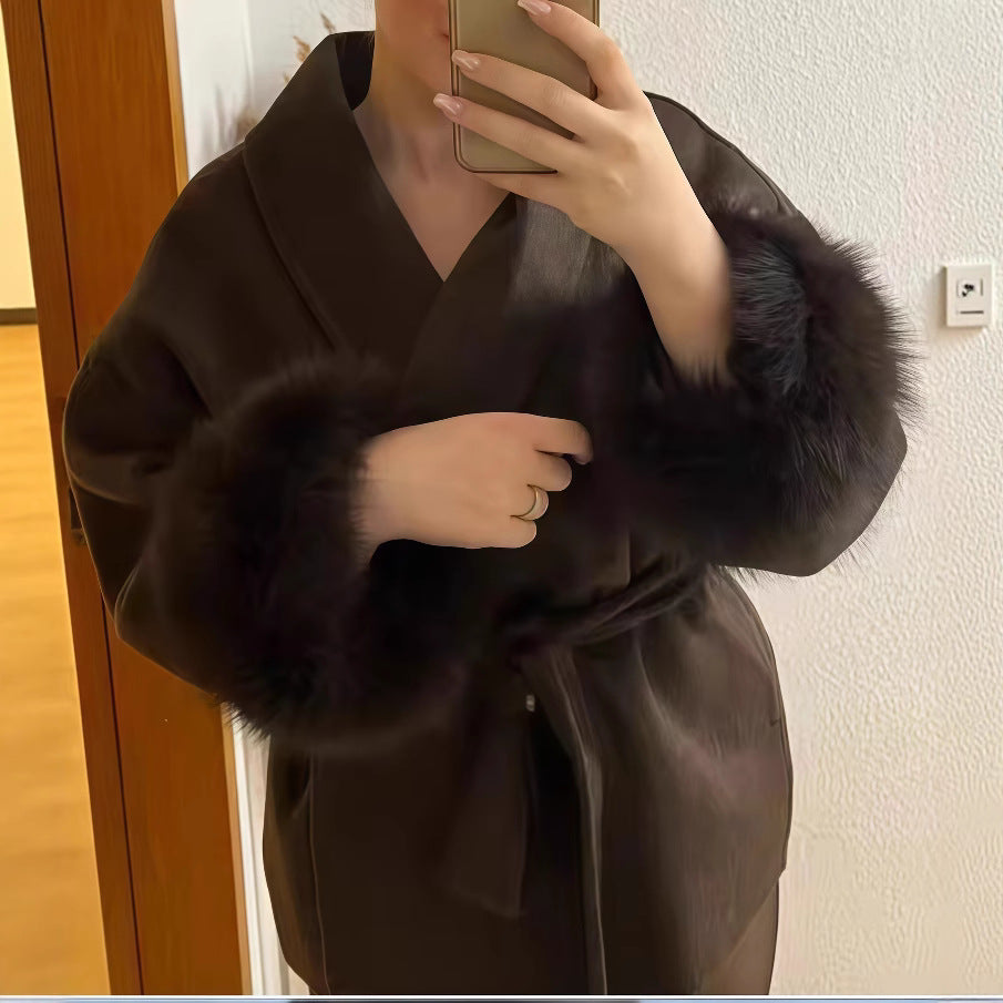 Charlotte - Elegant Short Coat with Fur Details