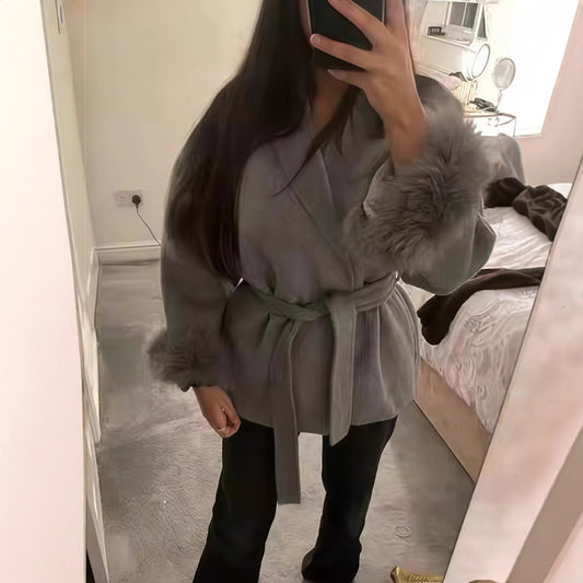 Charlotte - Elegant Short Coat with Fur Details