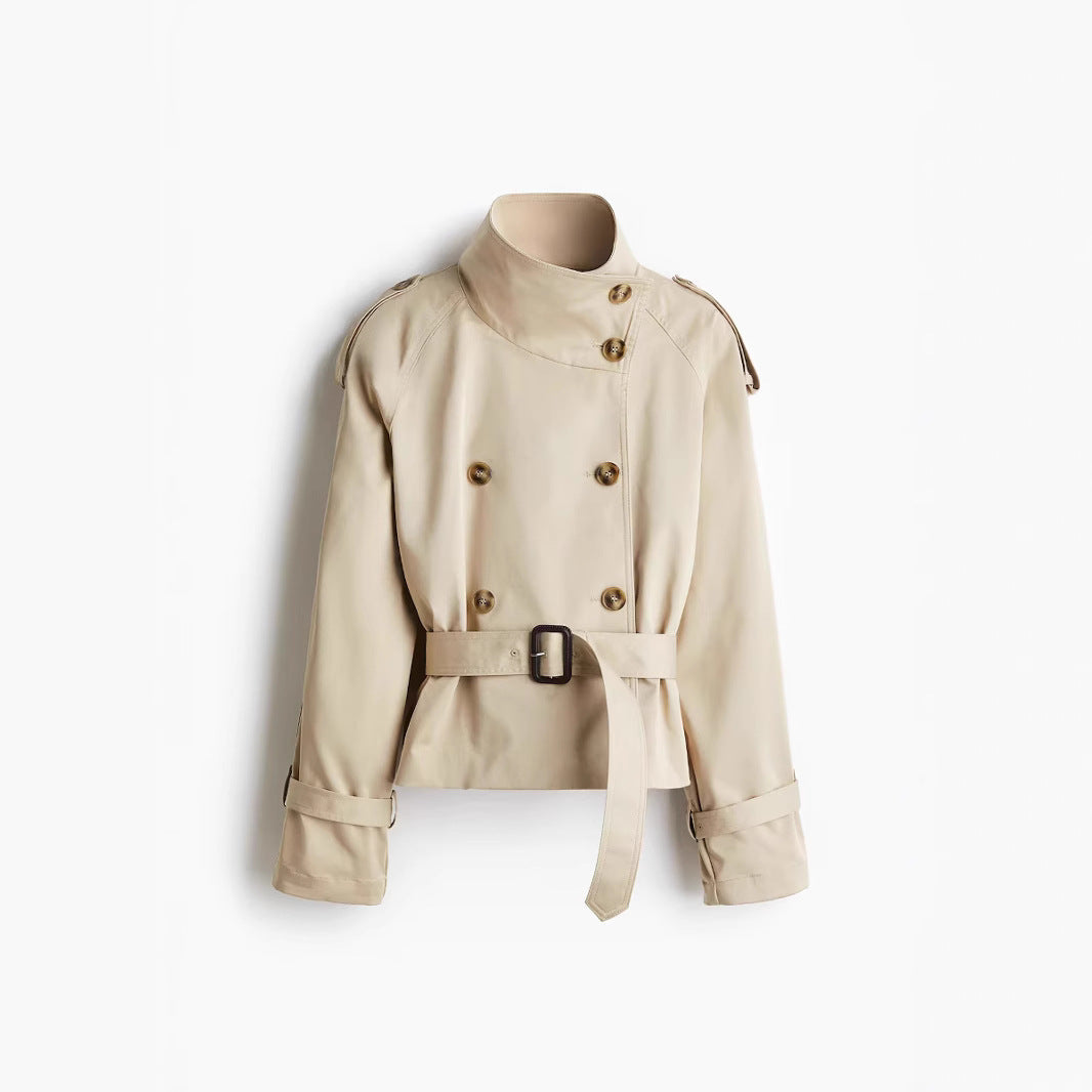Sophia - Chic Double-Breasted Short Trench Coat