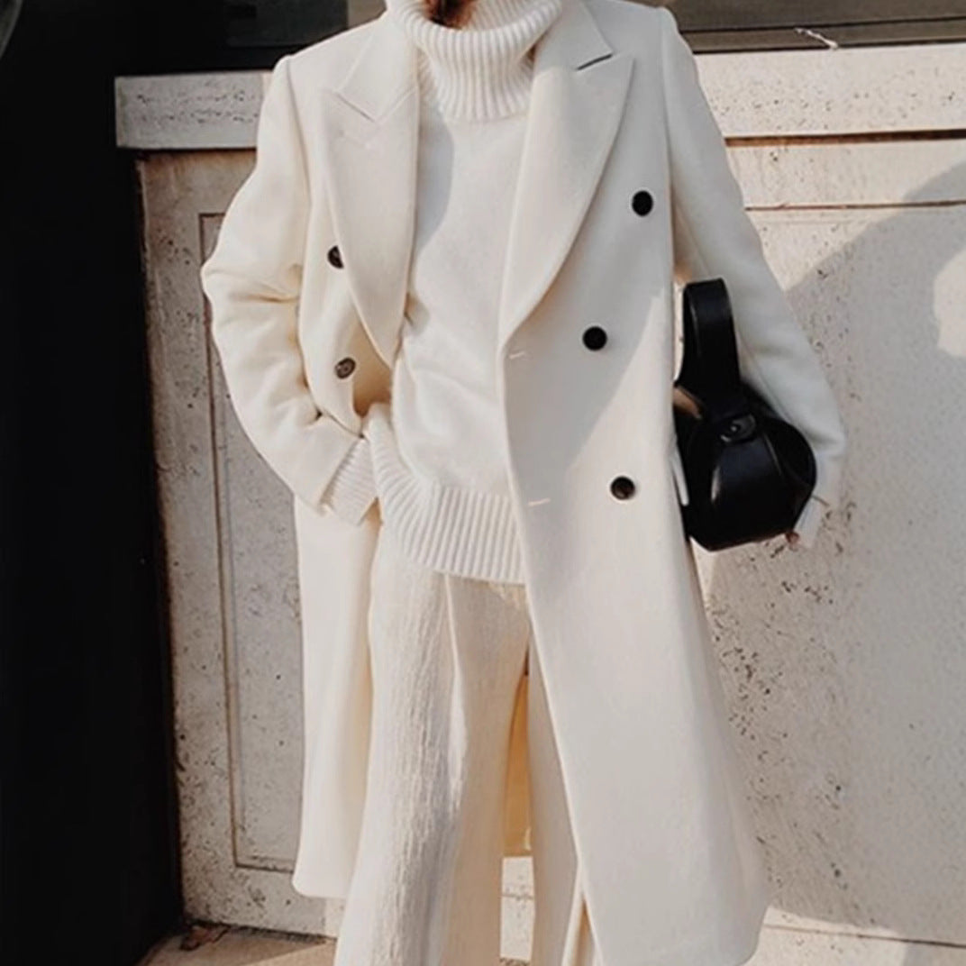 Lena - Long Sleeve Woolen Coat