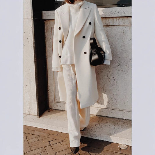 Lena - Long Sleeve Woolen Coat
